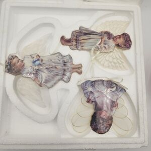 Heaven's Little Angels Bradford Exchange Porcelain Set Of 3 Christmas Ornaments